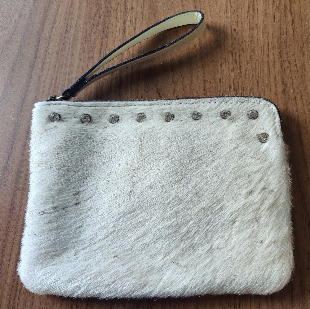 Patricia Nash Cassini wristlet metallic white haircalf